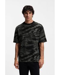 BOSS - Cotton T-Shirt With Camouflage Jacquard - Lyst