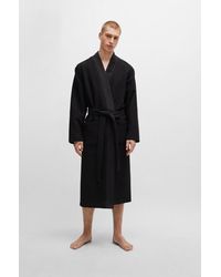 BOSS - Waffle-structure Dressing Gown With Embroidered Logo - Lyst