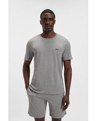BOSS - Stretch-Cotton T-Shirt With Embroidered Logo - Lyst