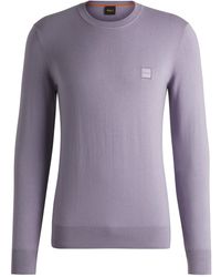 BOSS - Pullover Aus Baumwolle Und Kaschmir Mit Logo-Label - Lyst