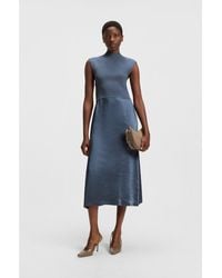 BOSS - Knitted Dress With Satin Skirt - Lyst