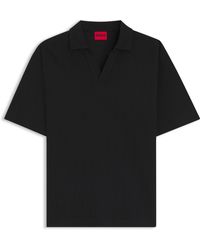 HUGO - Polo De Jacquard A Rayas Con Cuello Abierto - Lyst