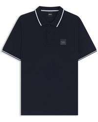 BOSS - Equestrian Stretch-Cotton Polo Shirt With Logo Patch - Lyst