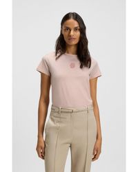 BOSS - Mercerised-Cotton T-Shirt With Double B Monogram - Lyst