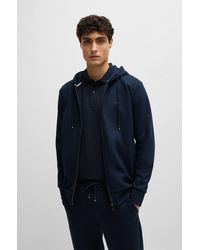 BOSS - Cotton-terry Zip-up Hoodie With Printed Logo - Lyst