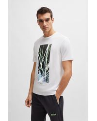 BOSS - T-shirt Regular Fit en coton stretch avec motif artistique de la saison - Lyst