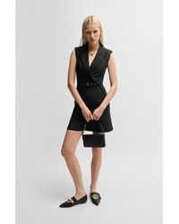 HUGO - Blazer-Style Dress With Buckled Belt - Lyst