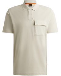 BOSS - Relaxed-Fit Poloshirt aus Baumwoll-Piqué mit tonaler Tasche - Lyst
