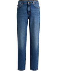 HUGO - Lange Straight-fit Jeans Van Blauw Stretchdenim - Lyst