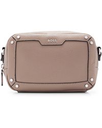 BOSS - Grained-leather Crossbody Bag With Branded Hardware - Lyst