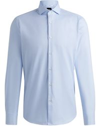 BOSS - Regular-Fit Hemd aus strukturierter Stretch-Baumwolle mit bügelleichtem Finish - Lyst