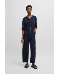 BOSS - Belted Jumpsuit With Popper Placket - Lyst