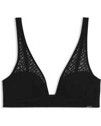 BOSS - Driehoekige Beha Van Monogramkant Met Metalen Logodetail - Lyst
