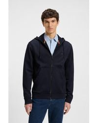 BOSS - Cotton-Terry Zip-Up Hoodie With Tonal Logo Patch - Lyst