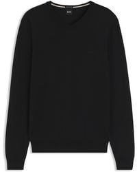 BOSS - Pull Regular en laine vierge avec logo brodé - Lyst