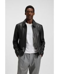 BOSS - Regular-Fit Leather Jacket With Zip Closure - Lyst