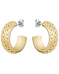 BOSS - Gold-tone Hoop Earrings With Engraved Monograms - Lyst