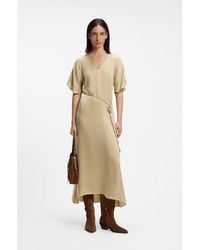 BOSS - V-Neck Dress With Buckled Spaghetti Belt - Lyst