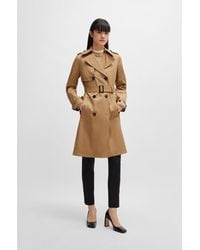 BOSS - Regular-fit Trench Coat With Buckled Belt - Lyst