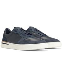 BOSS - Cupsole Lace-up Trainers In Leather And Suede - Lyst