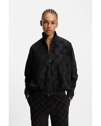 HUGO - Cotton-Blend Jacket With All-Over Logo Pattern - Lyst