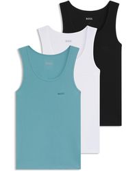 BOSS - Dreier-Pack Unterhemden Aus Baumwolle Mit Logo-Stickerei - Lyst