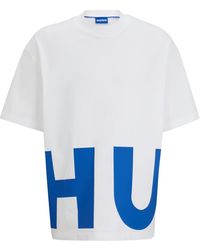 HUGO - T-shirt Van Katoenen Jersey Met Doorlopend Logo - Lyst