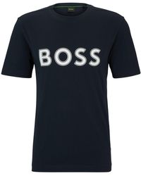 BOSS - Regular-Fit T-Shirt aus Baumwoll-Jersey mit Logo-Print - Lyst