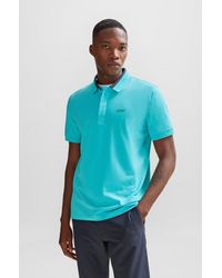 BOSS - Stretch-cotton Polo Shirt With 3d-stripe Collar - Lyst