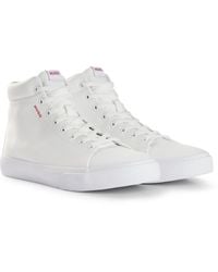 HUGO - Canvas High-top Trainers With Red Logo Patch - Lyst