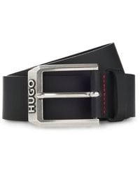 HUGO - Leather Belt With Logo Buckle - Lyst