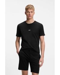 BOSS - Stretch-Cotton Pyjama Top With Signature-Stripe Tape - Lyst
