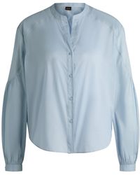 BOSS - Regular-Fit Bluse Aus Baumwoll-Voile Mit Weiten Ärmeln - Lyst