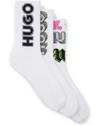 HUGO - Set Van Drie Paar Korte Sokken Met Logo's Van Een Katoenmix - Lyst