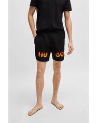HUGO - Flame-logo-print Pyjama Shorts In Interlock Cotton - Lyst