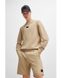 HUGO - Cotton-Terry Regular-Fit Sweatshirt With Logo Trim - Lyst