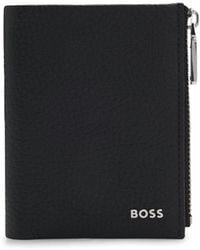 BOSS - Grained-Leather Wallet With Metallic Logo Lettering - Lyst