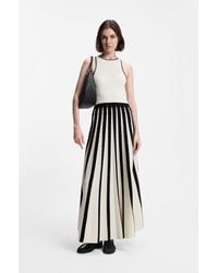 BOSS - Knitted Dress With Two-Tone Pleated Skirt - Lyst