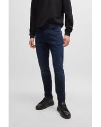 HUGO - Extra-slim-fit Jeans In Blue-black Stretch Denim - Lyst