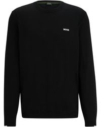 BOSS - Regular-Fit Pullover aus Baumwoll-Mix mit Logo-Print - Lyst