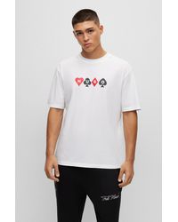 HUGO - Relaxed-fit T-shirt With Playing-card Artwork - Lyst