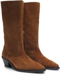 BOSS - Suede Boots With Cuban Heel - Lyst