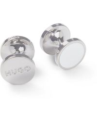 HUGO - Round Cufflinks With Enamel Core And Logo - Lyst