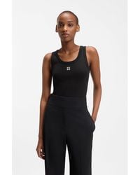 HUGO - Cotton-Blend Tank Top With Stacked-Logo Embroidery - Lyst