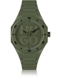 HUGO - Green Watch With Tonal Silicone Strap Men's Watches - Lyst