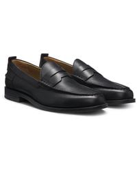 HUGO - Leather Loafers With Penny Trim - Lyst