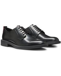 HUGO - Chaussures Derby En Cuir Avec Détail Logoté - Lyst