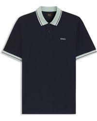 BOSS - Polo Met Gestreepte Accenten Van Katoenen Jersey - Lyst
