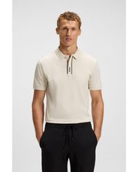 BOSS - Paddy Polo Shirt With Striped Placket And Logo - Lyst