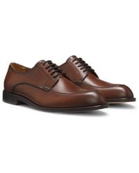 BOSS - Leather Derby Shoes With Emed Logo - Lyst
